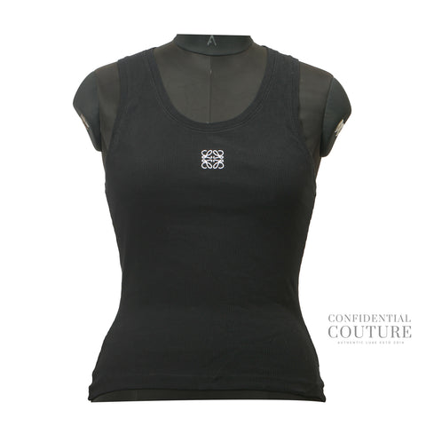 Black Anagram Tank Top In Ribbed Cotton | XL