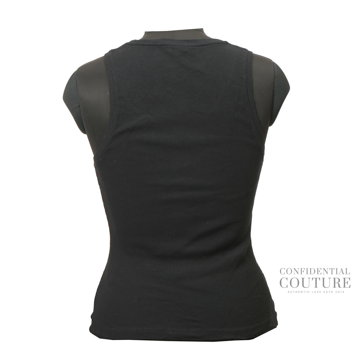 Black Anagram Tank Top In Ribbed Cotton | XL