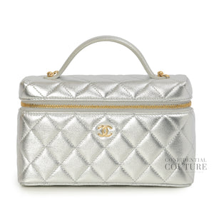 Silver Slim Vanity Case With Chain