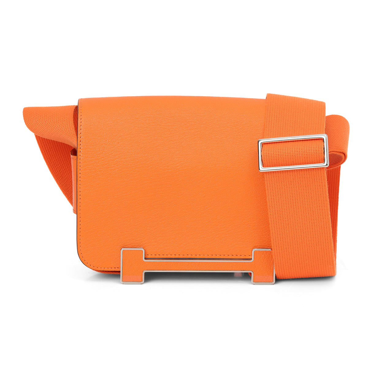 Chevre Mysore Geta Orange Bag With Palladium Hardware One Size