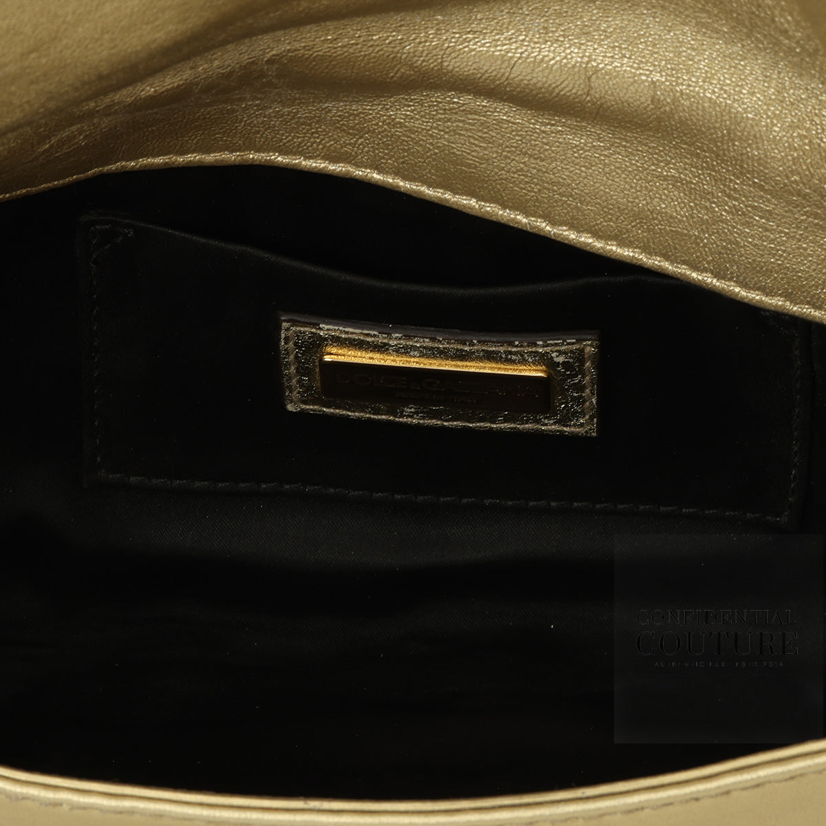 Gold Soft Ruffle Foiled Leather Clutch With Chain Strap