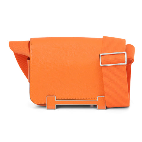 Chevre Mysore Geta Orange Bag With Palladium Hardware One Size