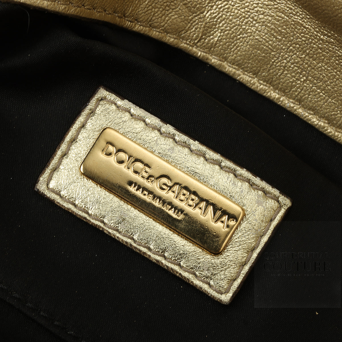 Gold Soft Ruffle Foiled Leather Clutch With Chain Strap