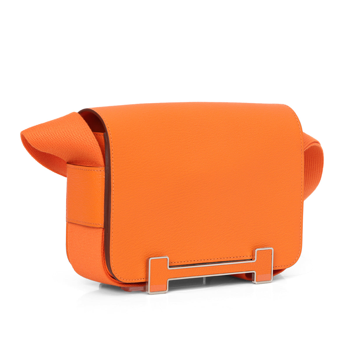Chevre Mysore Geta Orange Bag With Palladium Hardware One Size