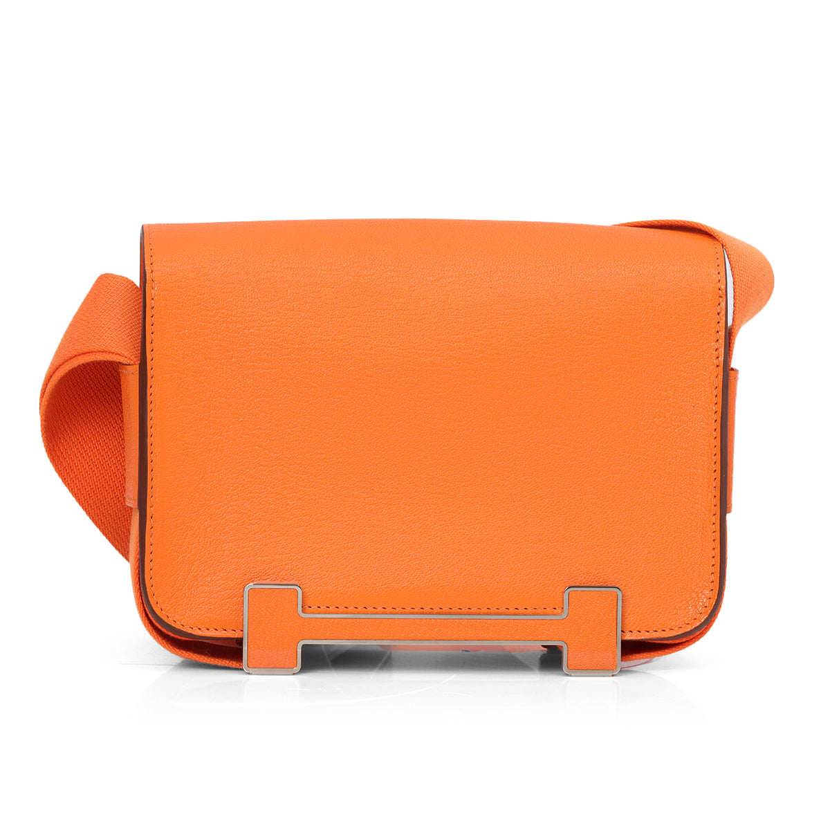 Chevre Mysore Geta Orange Bag With Palladium Hardware One Size