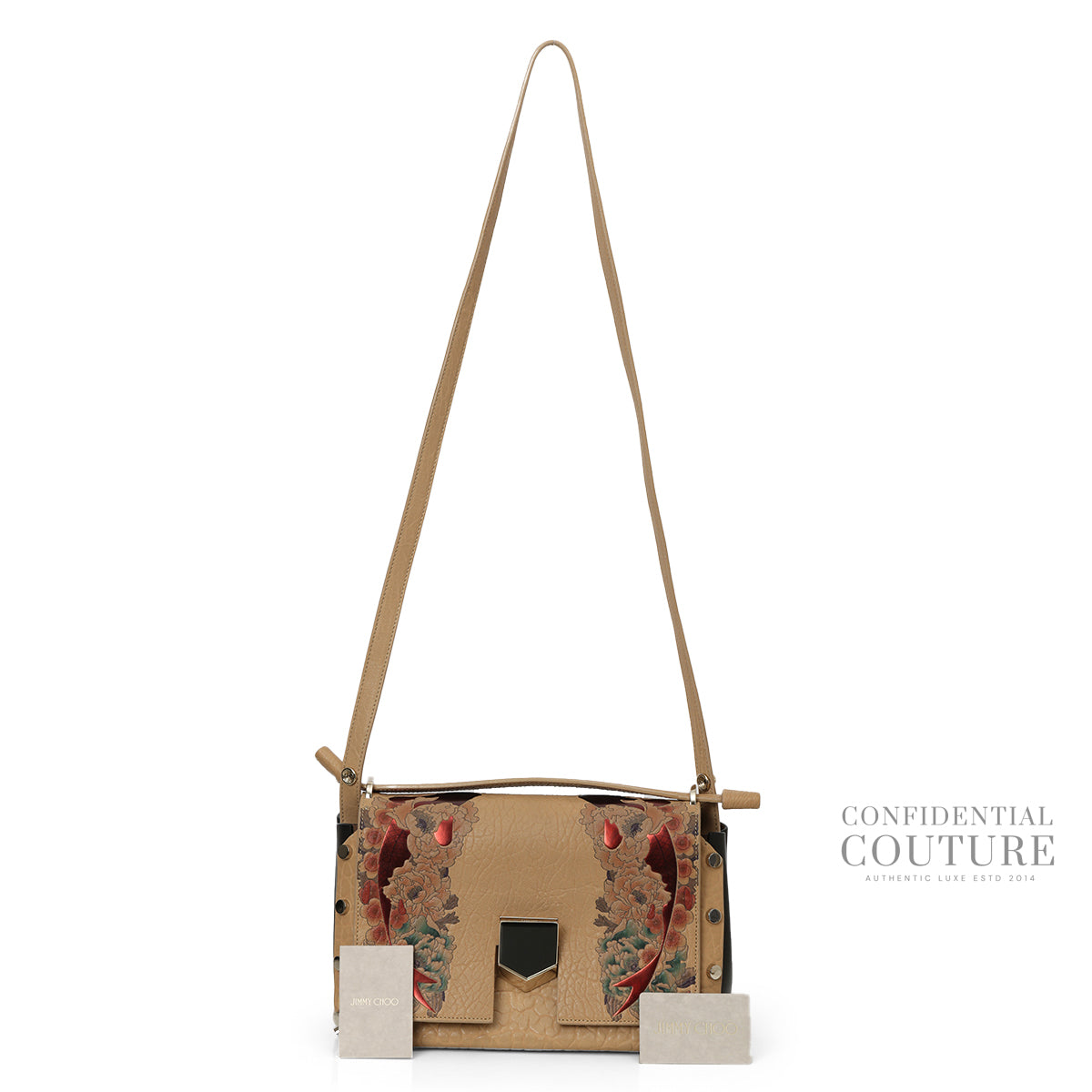 Lockett Camel Floral Applique Top Handle Bag