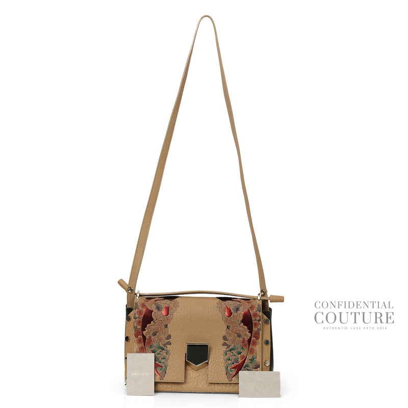 Lockett Camel Floral Applique Top Handle Bag