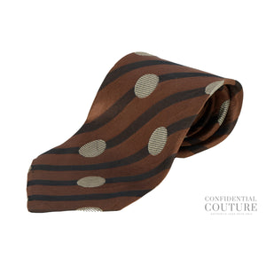 Polka Dot Brown Regimental Stripe Silk Tie