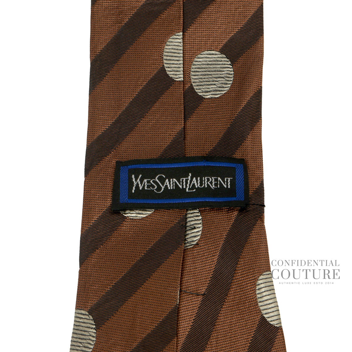 Polka Dot Brown Regimental Stripe Silk Tie