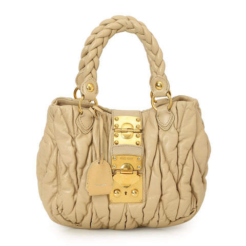 Matelasse Lux Leather Bauletto Aperto Bag Small