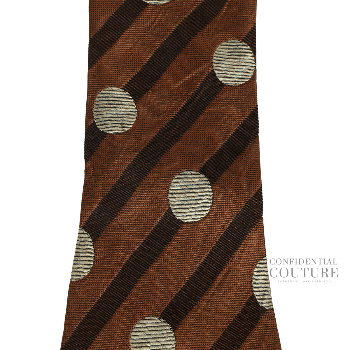 Polka Dot Brown Regimental Stripe Silk Tie
