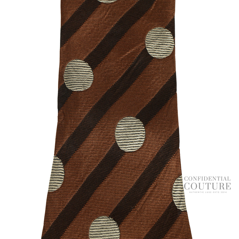 Polka Dot Brown Regimental Stripe Silk Tie