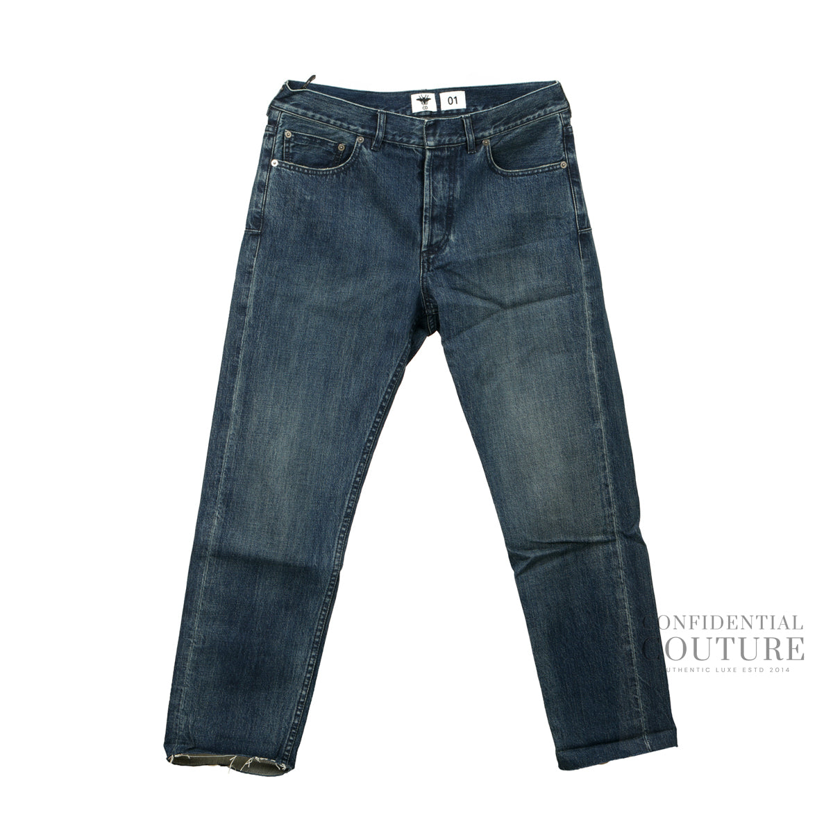 Blue Regular Fit Frayed Hem Jeans For Women | FR 38 | US 6