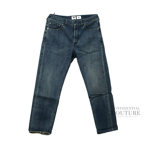 Blue Regular Fit Frayed Hem Jeans For Women | FR 38 | US 6