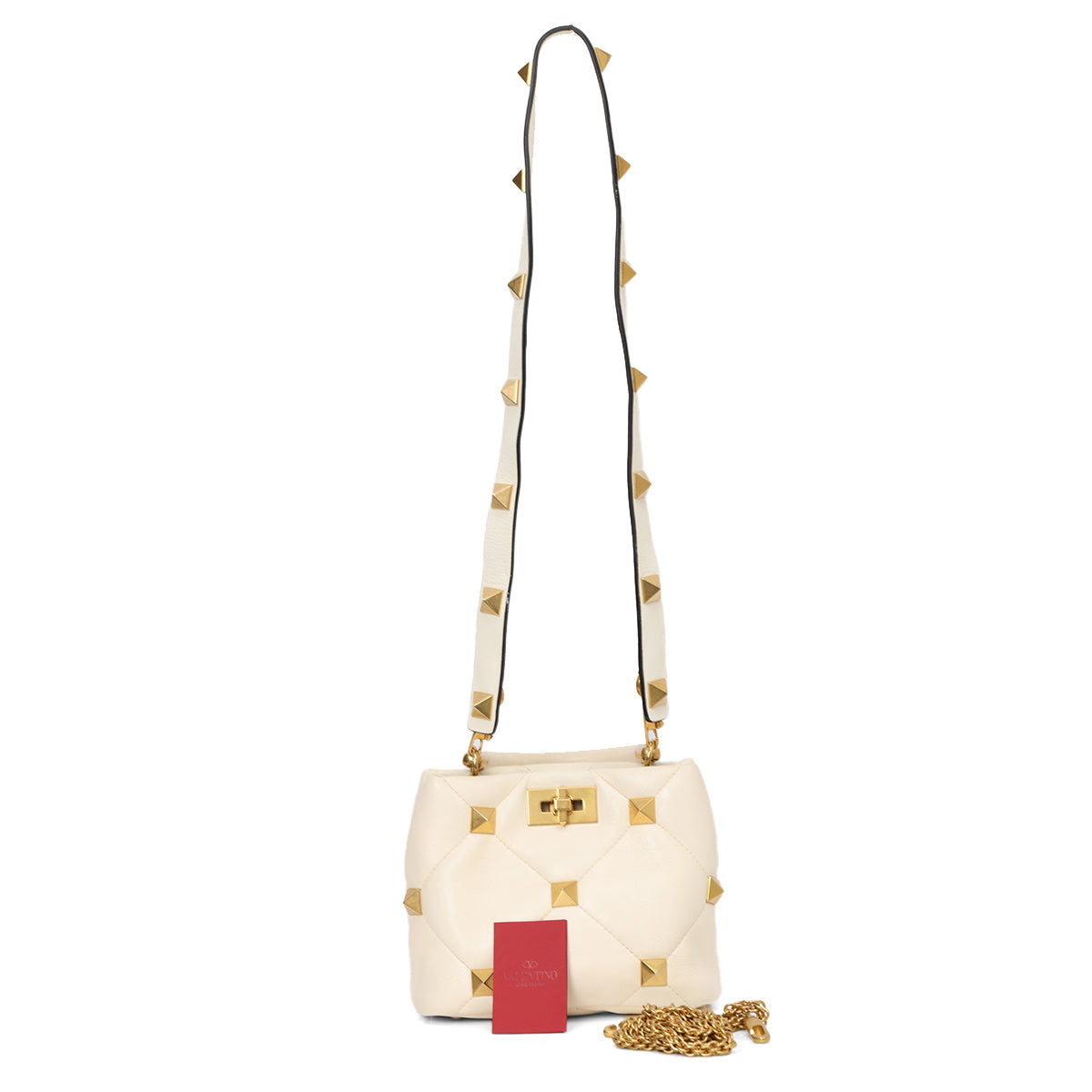 Small Roman Stud The Handle Bag In Nappa - Ivory