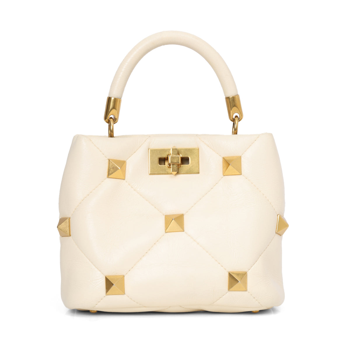 Small Roman Stud The Handle Bag In Nappa - Ivory