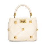 Small Roman Stud The Handle Bag In Nappa - Ivory