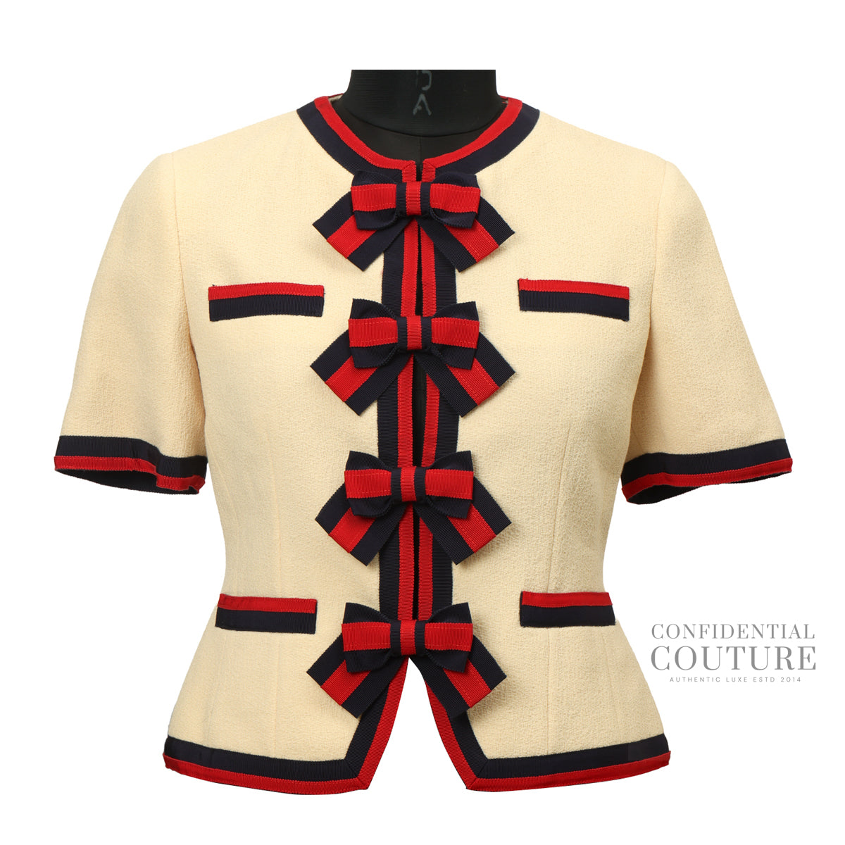 Wool Jacket with Web Bows | Size 42