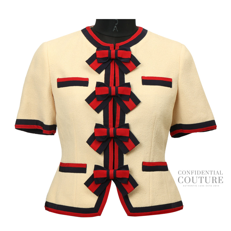 Wool Jacket with Web Bows | Size 42