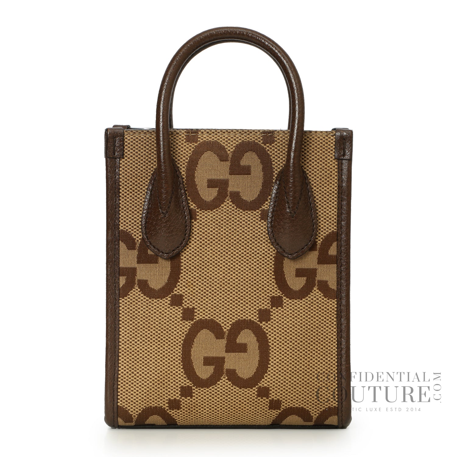 Jumbo GG Mini Brown Canvas with Leather trim Tote Bag