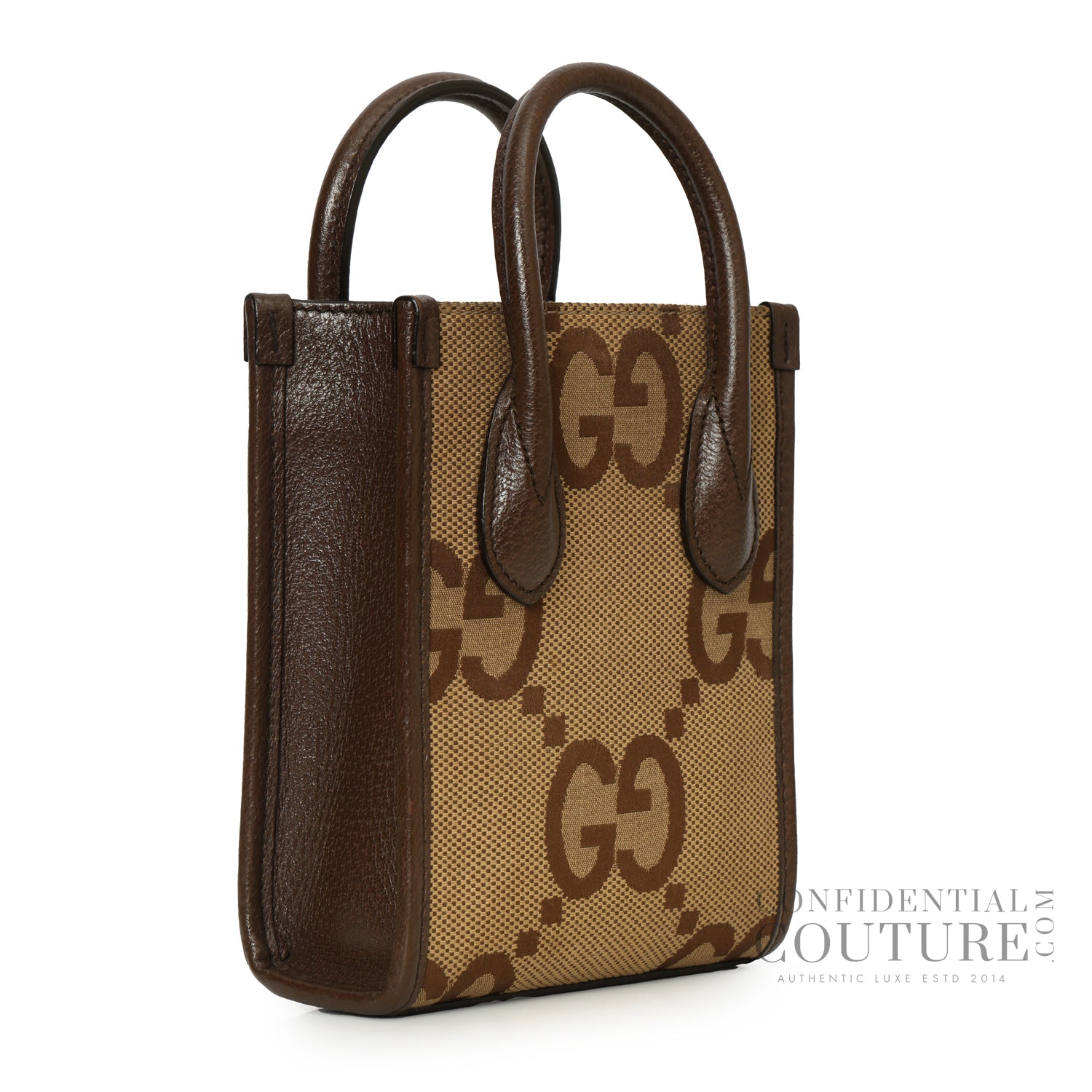 Jumbo GG Mini Brown Canvas with Leather trim Tote Bag