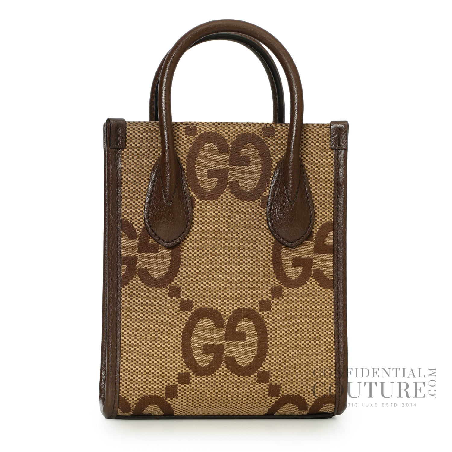 Jumbo GG Mini Brown Canvas with Leather trim Tote Bag