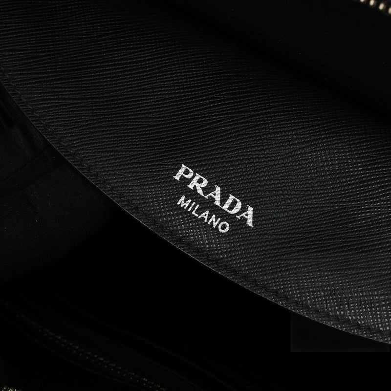 Prada Green/Black Tartan Saffiano And Nylon  Top Handle Bag