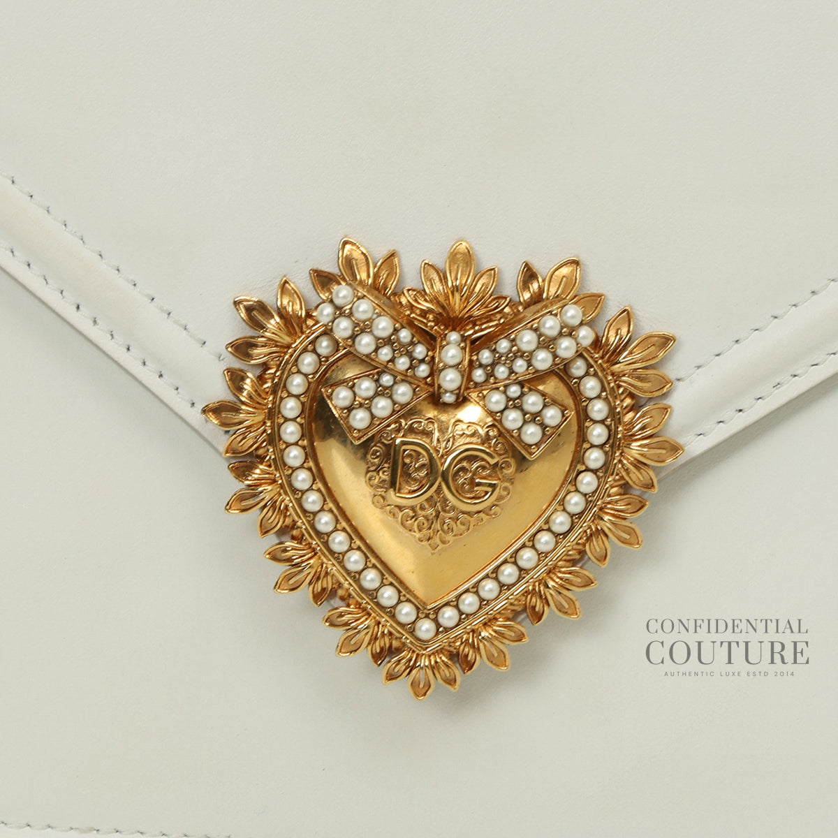 Smooth Calfskin Medium Devotion White Crossbody Bag