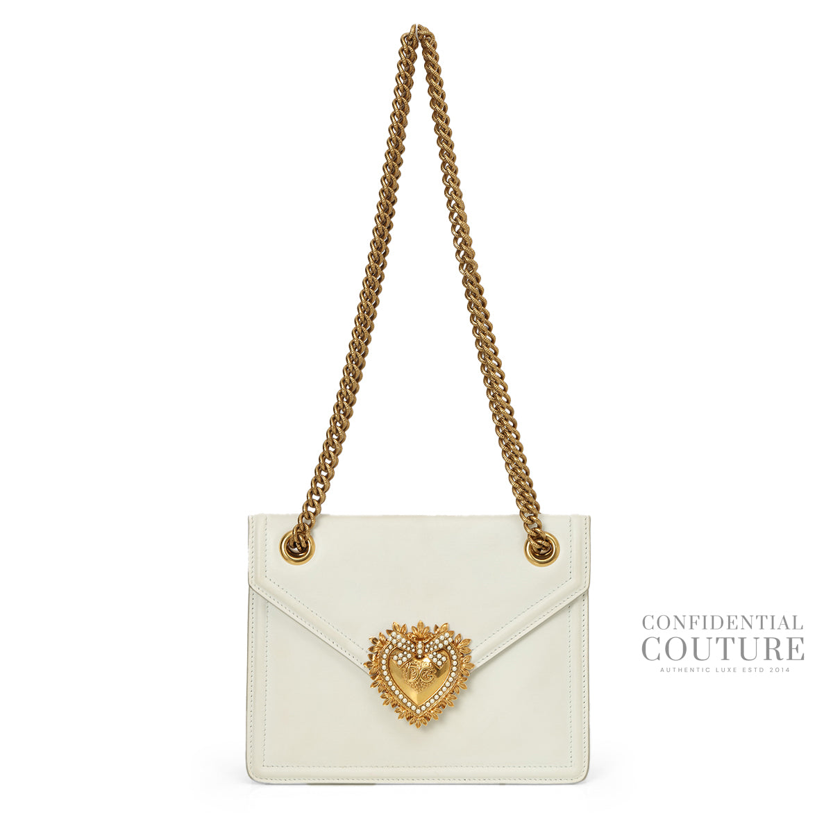 Smooth Calfskin Medium Devotion White Crossbody Bag