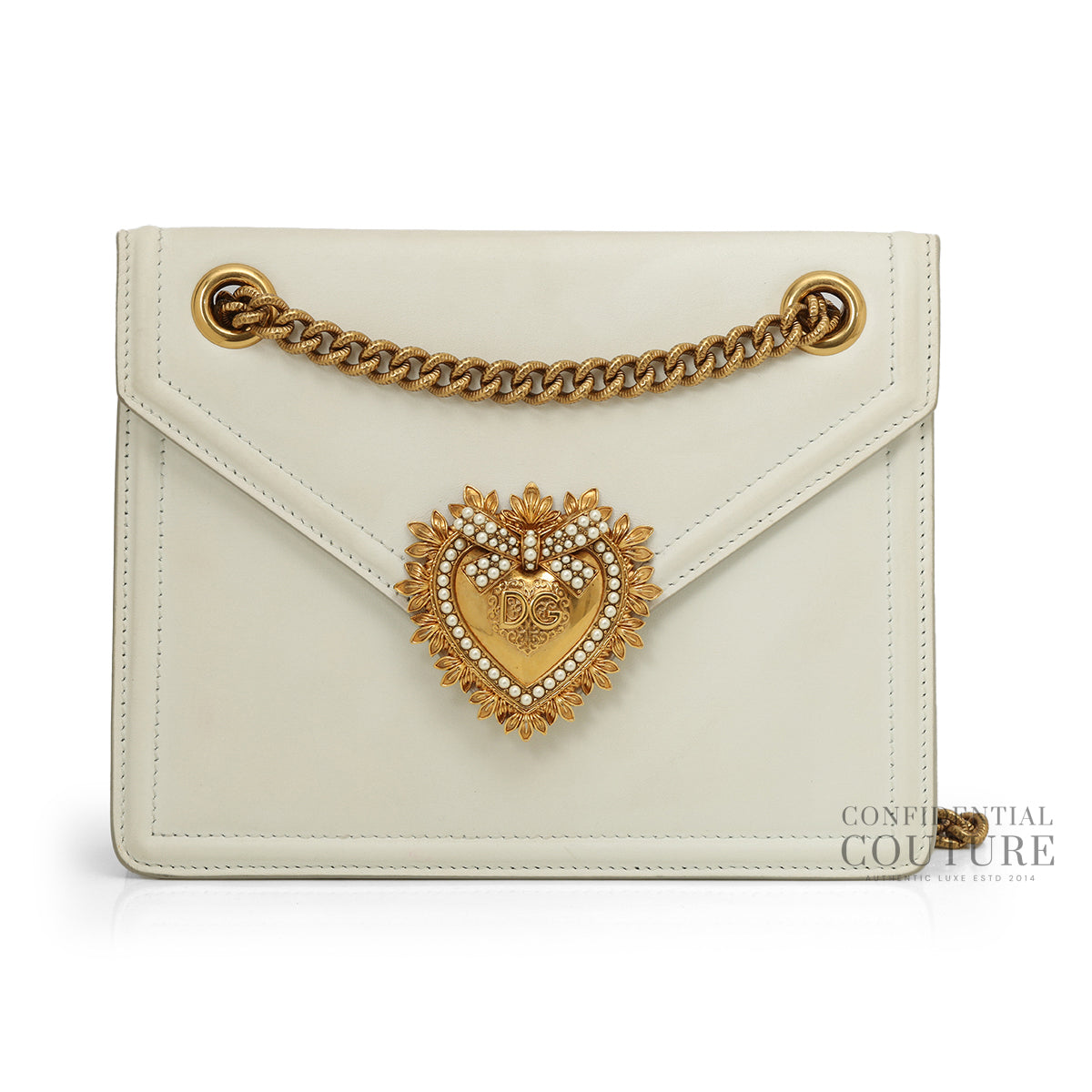 Smooth Calfskin Medium Devotion White Crossbody Bag