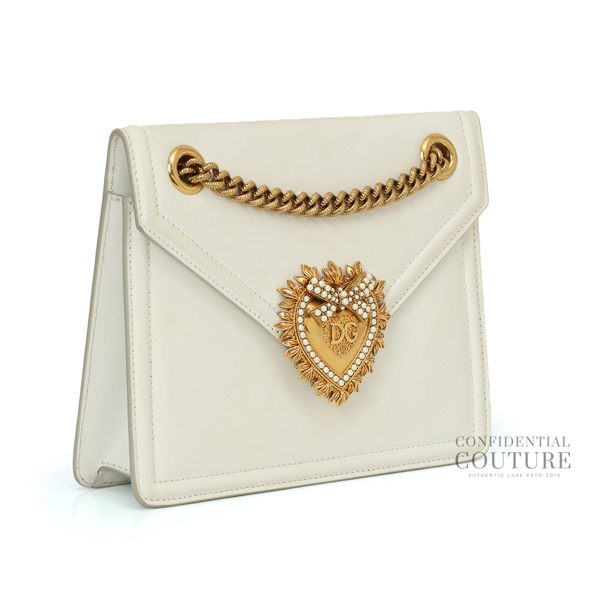Smooth Calfskin Medium Devotion White Crossbody Bag