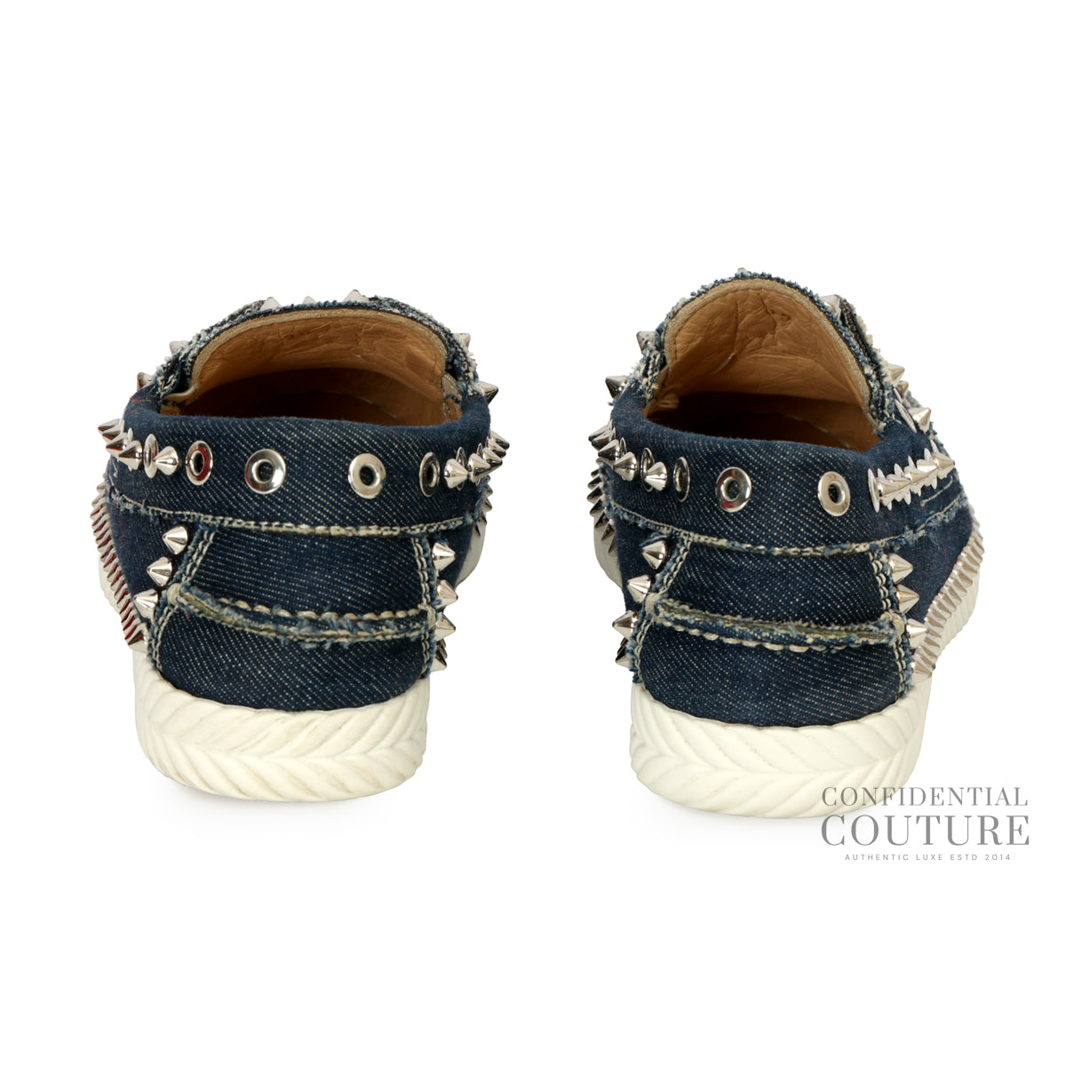 Spike Accents Denim Boat Sneakers | EU35