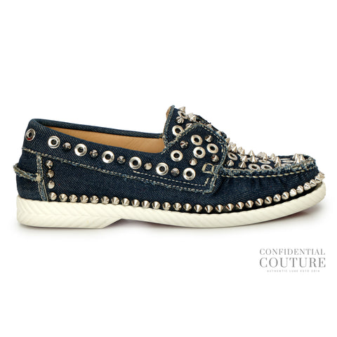 Spike Accents Denim Boat Sneakers | EU35