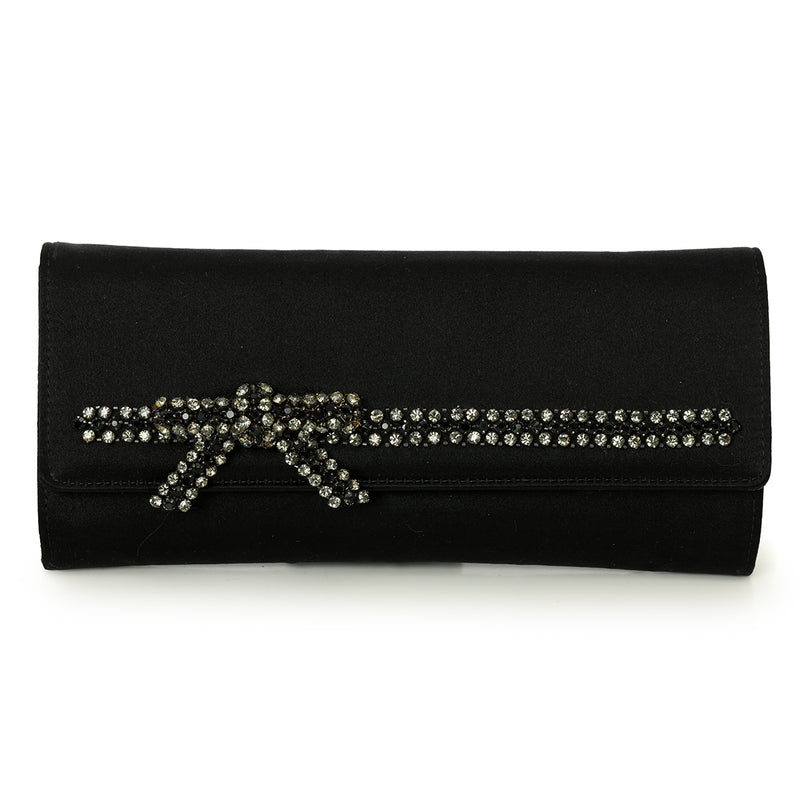 Gucci Crystal Bow Satin Clutch One Size