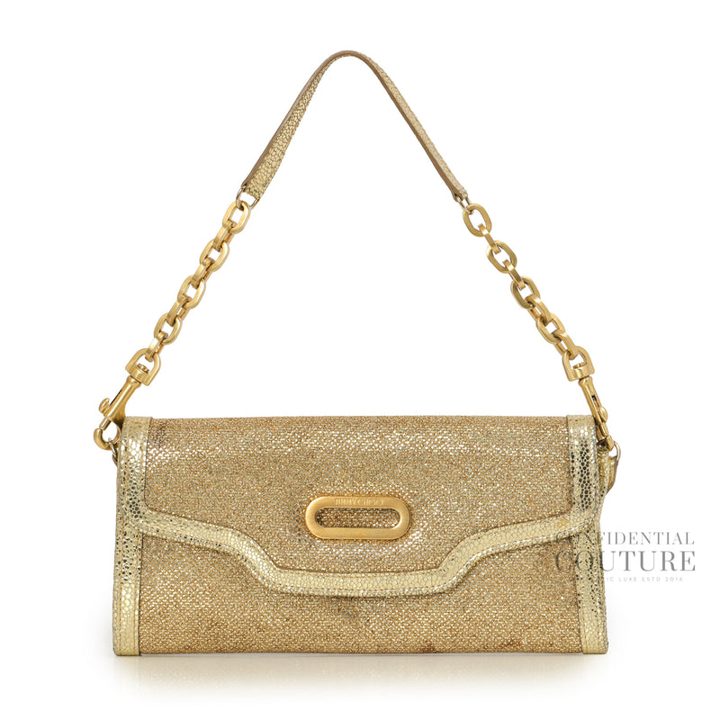 Gold Glitter Fabric Tilsa Clutch