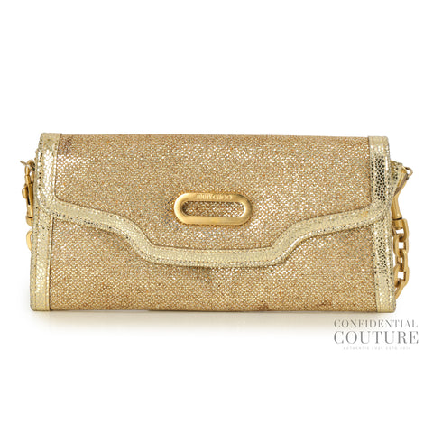 Gold Glitter Fabric Tilsa Clutch