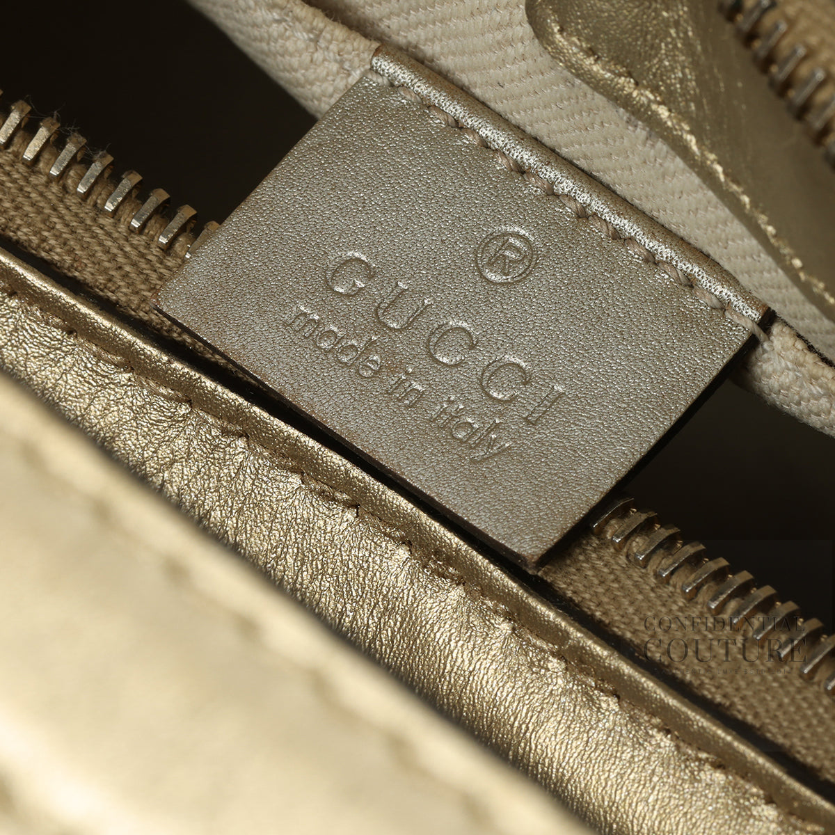 Guccissima Mayfair Metallic Gold Pochette Beige