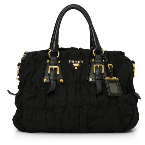 Black Tessuto Gaufre Nylon Shoulder Bag One Size