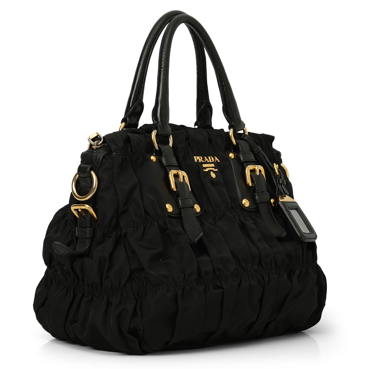 Black Tessuto Gaufre Nylon Shoulder Bag One Size