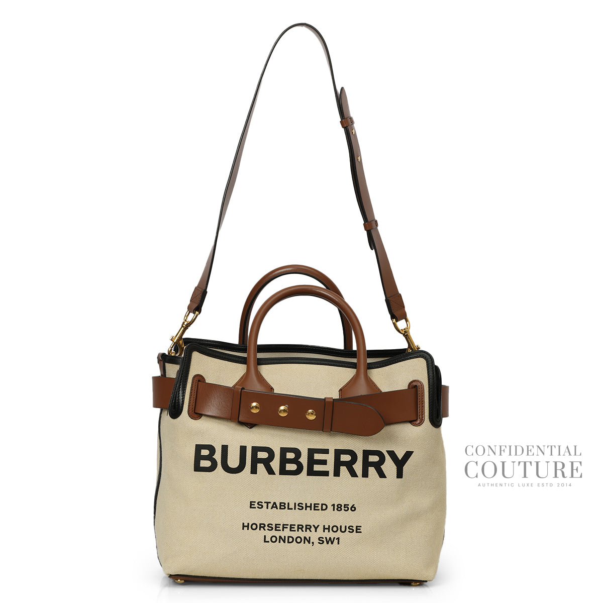 Beige/Tan Medium Cotton Canvas Triple Stud Belt Bag