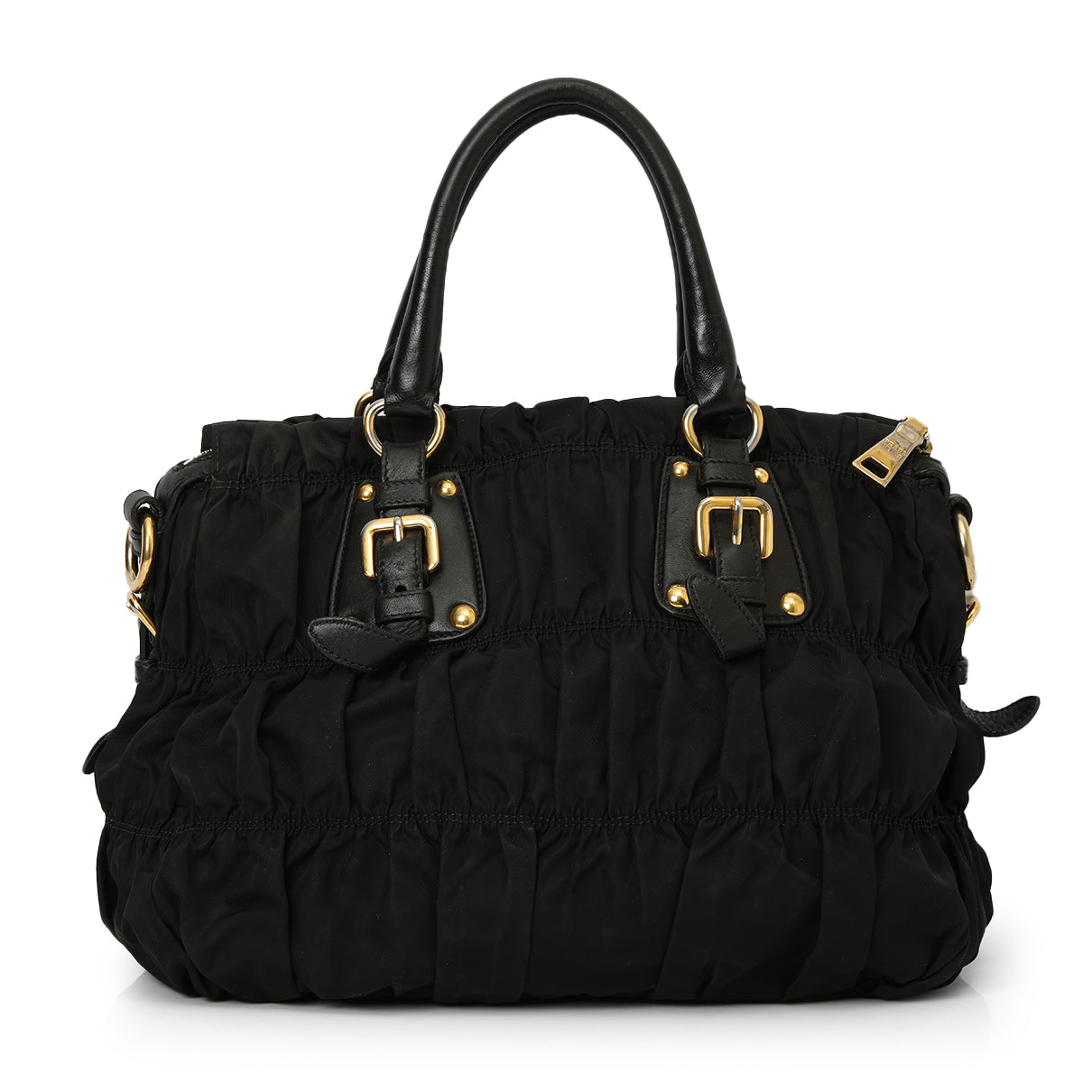 Black Tessuto Gaufre Nylon Shoulder Bag One Size