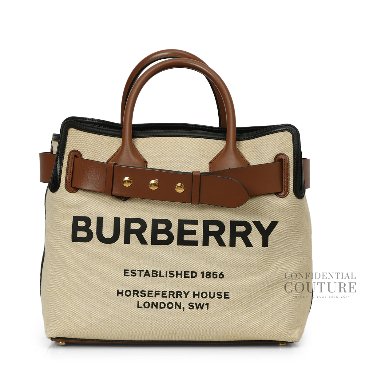 Beige/Tan Medium Cotton Canvas Triple Stud Belt Bag