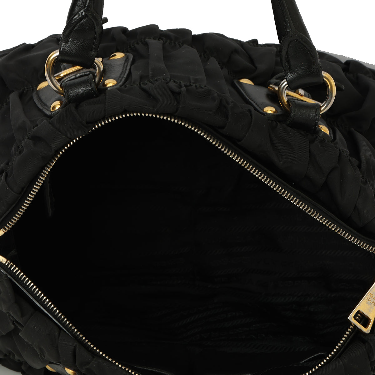 Black Tessuto Gaufre Nylon Shoulder Bag One Size