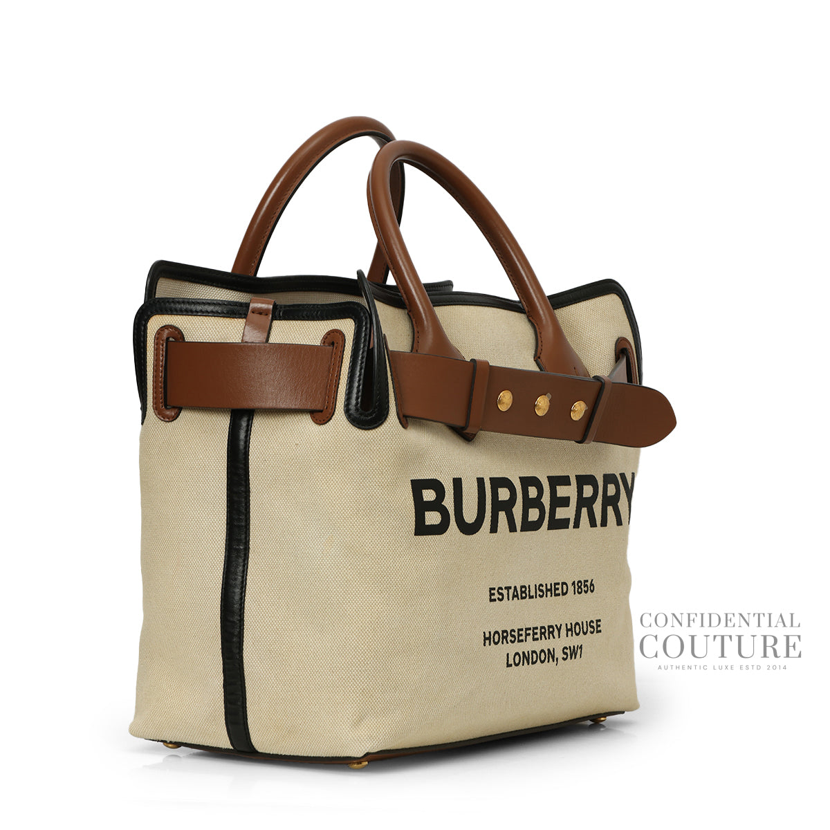 Beige/Tan Medium Cotton Canvas Triple Stud Belt Bag