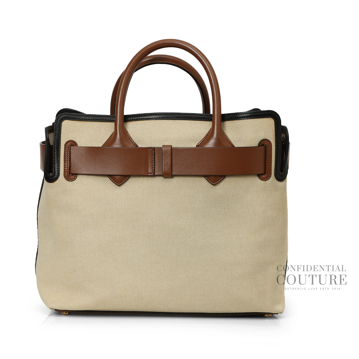 Beige/Tan Medium Cotton Canvas Triple Stud Belt Bag