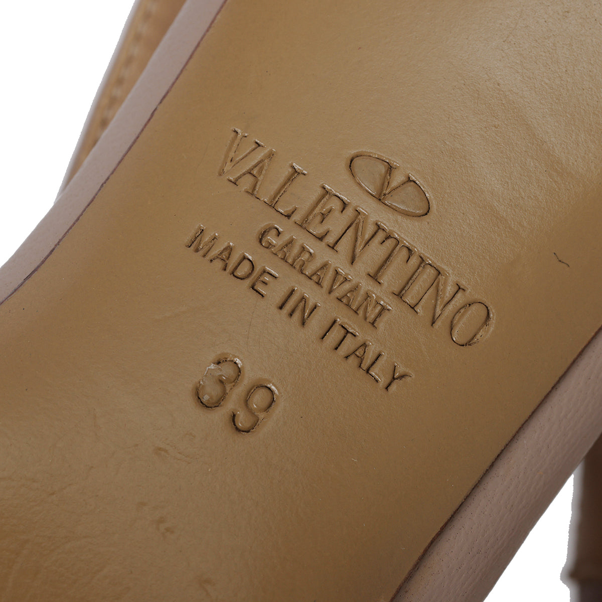 Nude Patent Leather Rock-Studded Pumps - 39