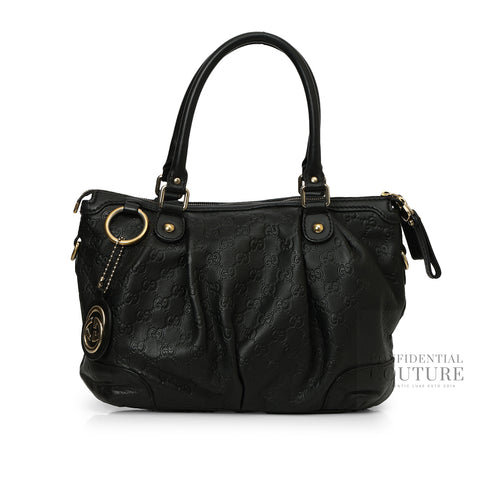 Black Guccissima Leather Medium Sukey Tote Bag