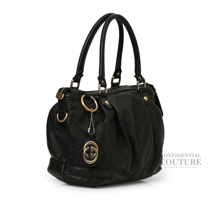 Black Guccissima Leather Medium Sukey Tote Bag
