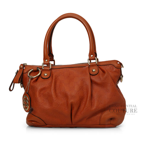 Rust Guccissima Leather Medium Sukey Tote Bag