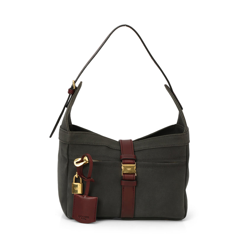 Loewe Canvas Leather Trimmed Shoulder Bag One Size